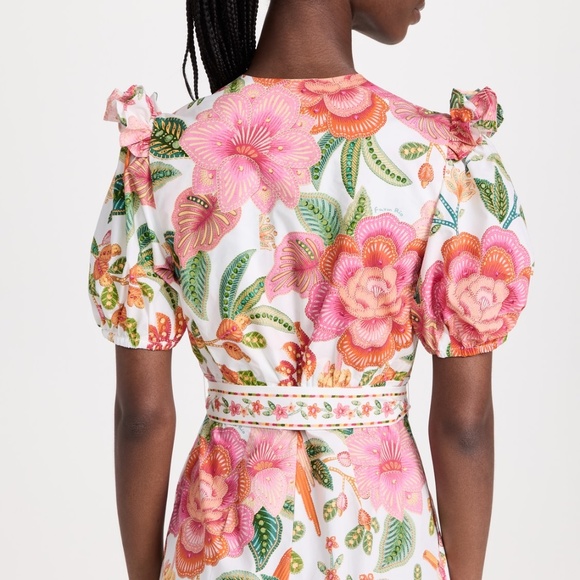 Farm Rio Off White Macaw Bloom Romper size Small - Picture 2 of 5